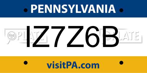 IZ7Z6B Pennsylvania License Plate
