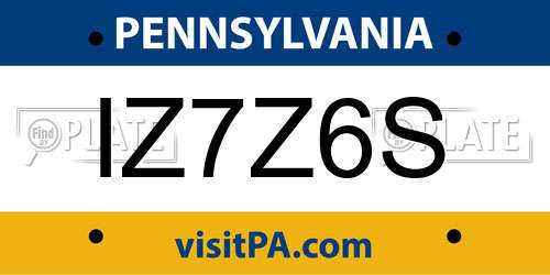 IZ7Z6S Pennsylvania License Plate