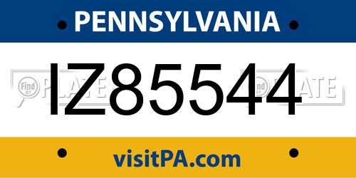 IZ85544 Pennsylvania License Plate