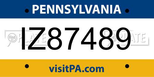 IZ87489 Pennsylvania License Plate