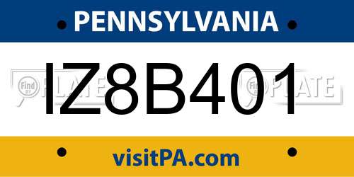 IZ8B401 Pennsylvania License Plate