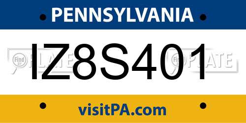IZ8S401 Pennsylvania License Plate