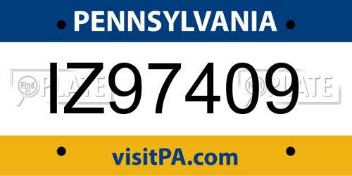 IZ97409 Pennsylvania License Plate