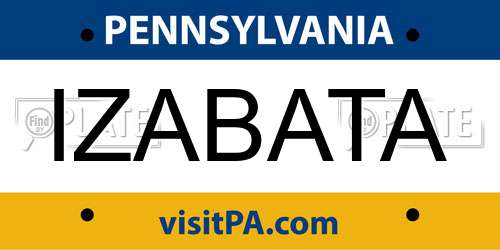 IZABATA Pennsylvania License Plate