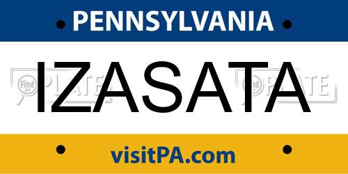 IZASATA Pennsylvania License Plate