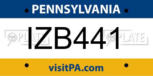 IZB441 Pennsylvania License Plate