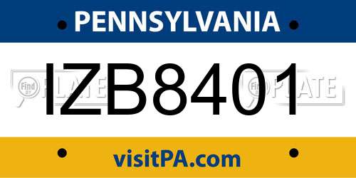 IZB8401 Pennsylvania License Plate