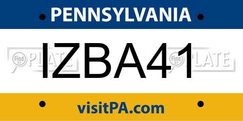 IZBA41 Pennsylvania License Plate
