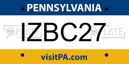 IZBC27 Pennsylvania License Plate