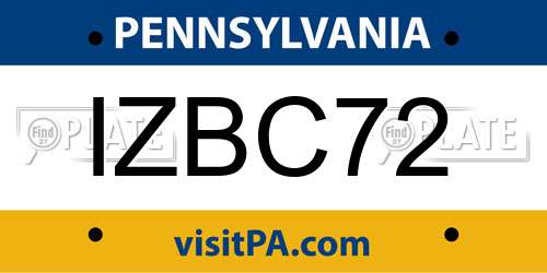 IZBC72 Pennsylvania License Plate