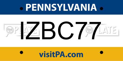 IZBC77 Pennsylvania License Plate