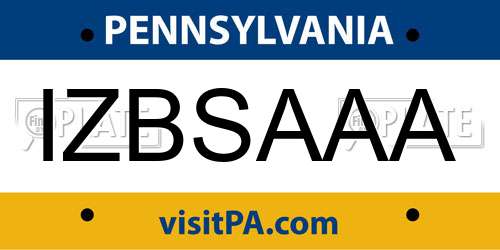 IZBSAAA Pennsylvania License Plate