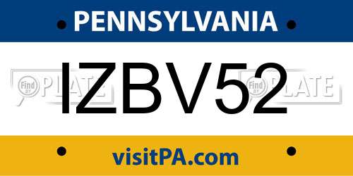 IZBV52 Pennsylvania License Plate