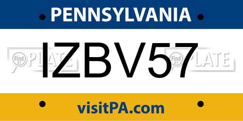 IZBV57 Pennsylvania License Plate