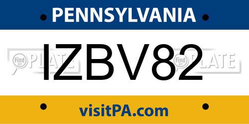 IZBV82 Pennsylvania License Plate