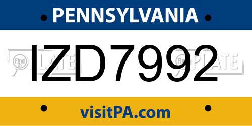 IZD7992 Pennsylvania License Plate