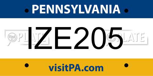 IZE205 Pennsylvania License Plate