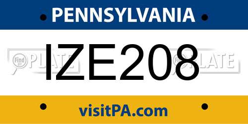 IZE208 Pennsylvania License Plate