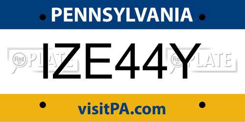 IZE44Y Pennsylvania License Plate