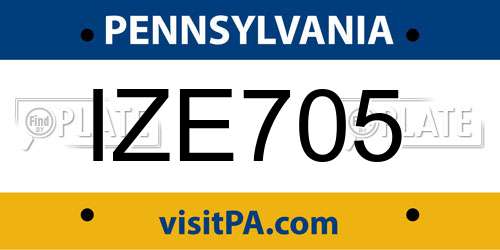 IZE705 Pennsylvania License Plate
