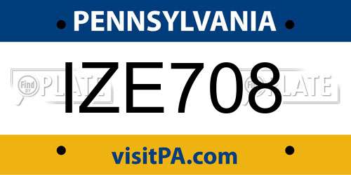 IZE708 Pennsylvania License Plate