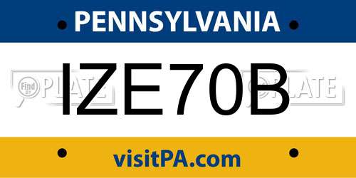 IZE70B Pennsylvania License Plate