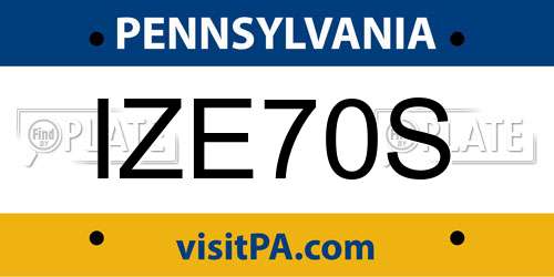 IZE70S Pennsylvania License Plate