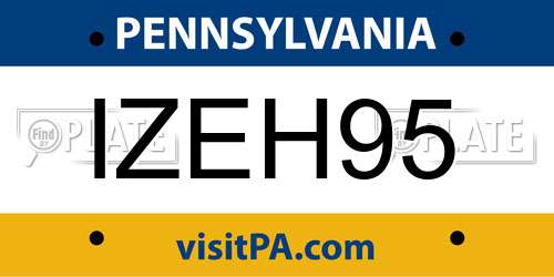 IZEH95 Pennsylvania License Plate