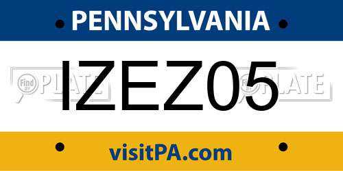 IZEZ05 Pennsylvania License Plate