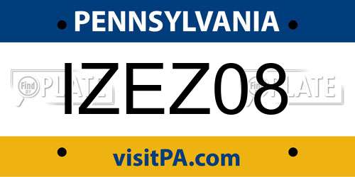 IZEZ08 Pennsylvania License Plate