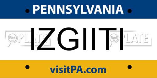 IZGIITI Pennsylvania License Plate