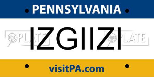 IZGIIZI Pennsylvania License Plate