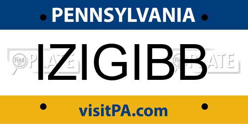 IZIGIBB Pennsylvania License Plate