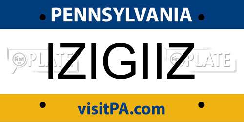 IZIGIIZ Pennsylvania License Plate