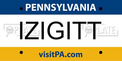 IZIGITT Pennsylvania License Plate