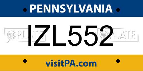 IZL552 Pennsylvania License Plate