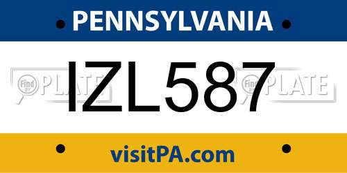 IZL587 Pennsylvania License Plate