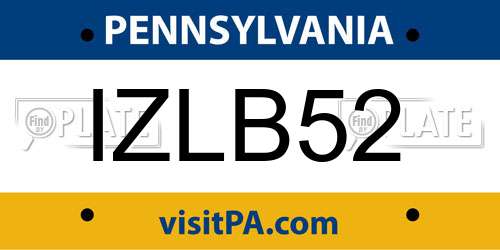 IZLB52 Pennsylvania License Plate