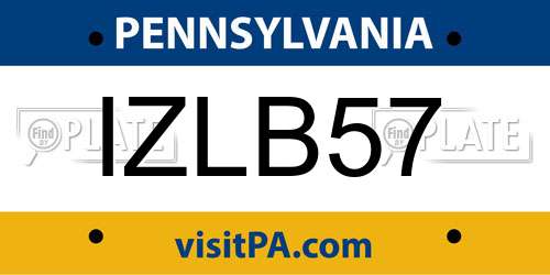 IZLB57 Pennsylvania License Plate