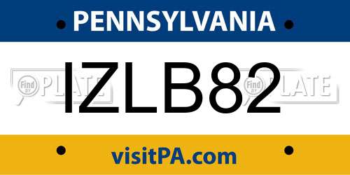 IZLB82 Pennsylvania License Plate