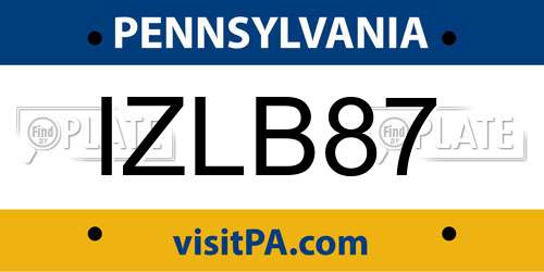 IZLB87 Pennsylvania License Plate