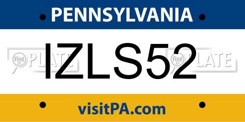 IZLS52 Pennsylvania License Plate