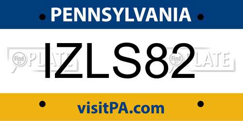 IZLS82 Pennsylvania License Plate