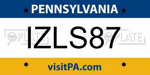 IZLS87 Pennsylvania License Plate