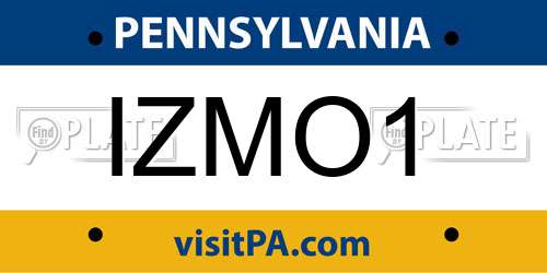 IZMO1 Pennsylvania License Plate