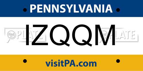 IZQQM Pennsylvania License Plate