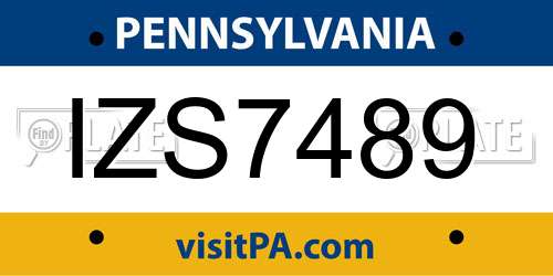 IZS7489 Pennsylvania License Plate