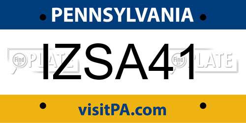 IZSA41 Pennsylvania License Plate