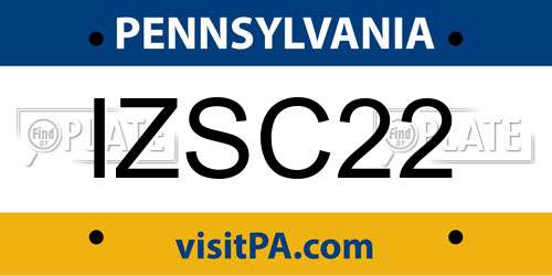 IZSC22 Pennsylvania License Plate