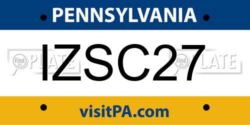 IZSC27 Pennsylvania License Plate